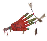 Native American Made Beaded Hand Rattle: Buffalo Spirit of Red Background Native American Made Beaded Hand Rattle: Buffalo Spirit of Red Background