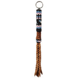 Native American Hand Made Extra Large Keychain: Pink, Blue, White & Black Combo  Native American Hand Made Extra Large Keychain: Pink, Blue, White & Black Combo