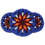 Native American Hand Made Beaded Hair Barrette: Dark Periwinkle w/ Starburst