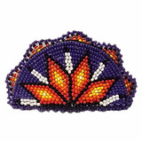 Native American Hand Beaded Hair Barrette: Purple Sunset