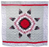 Native American Made Full Size Star Quilt: The Cardinals (78 x 76 inches)