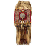 Native American Hand Beaded Belt Bag: Cheyenne Pink & Red