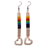 Native American Hand Quilled Earrings: Snowy Hearts & Rainbows