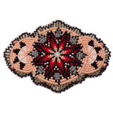 Native American Hand Beaded Hair Barrette: Coral Pink & Gray