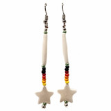 Native American Hand Beaded earrings: Bone Pipe w/ Stars