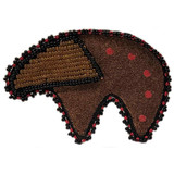 Native American Hand Beaded Bear Magnet: Red