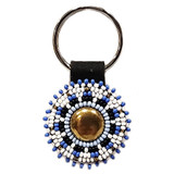Native American Hand Beaded Keychain: Frosty Blue