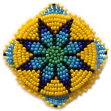 Native American Hand Beaded Lapel Pin: Springtime Medley