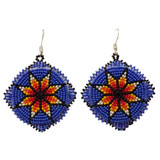 Native American Hand Beaded Earrings: Periwinkle Stars