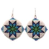 Native American Hand Beaded Earrings: Winter Stars