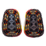 Native American Hand Beaded Earrings: 4 Direction Colors w/ Geometric Cabochons