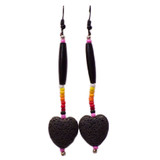 Native American Hand Beaded Earrings: Dark Candy Hearts