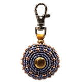 Native American Hand Beaded Keychain: Pink & Purple Combo