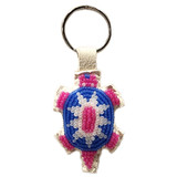 Native American Hand Beaded Turtle Keychain: Bubblegum