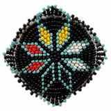 Native American Hand Beaded Lapel Pin: 4 Direction Star