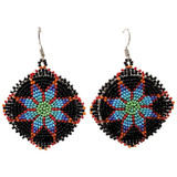 Native American Hand Beaded Earrings: Dark Earth Stars