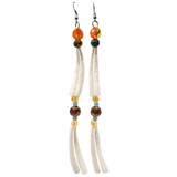 Native American Hand Made Earrings: Warm Colors w/ Dentalium Shell Accents