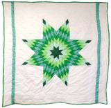 Native American Made Full Size Star Quilt: Emerald Tides (77 x 79 inches)