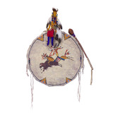 Hand Painted Drum: Buffalo Hunter w Buffalo Spirit Man (Yellow)