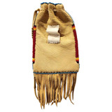 Native American Hand Beaded Belt Bag: Blue & Red