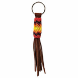 Native American Hand Beaded Small Keychain: Blood Orange