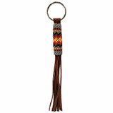 Native American Hand Beaded Medium Keychain: Cloudy Gray