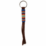 Native American Hand Beaded Medium Keychain: Blue Sky