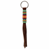 Native American Hand Beaded Medium Keychain: Earthy Green