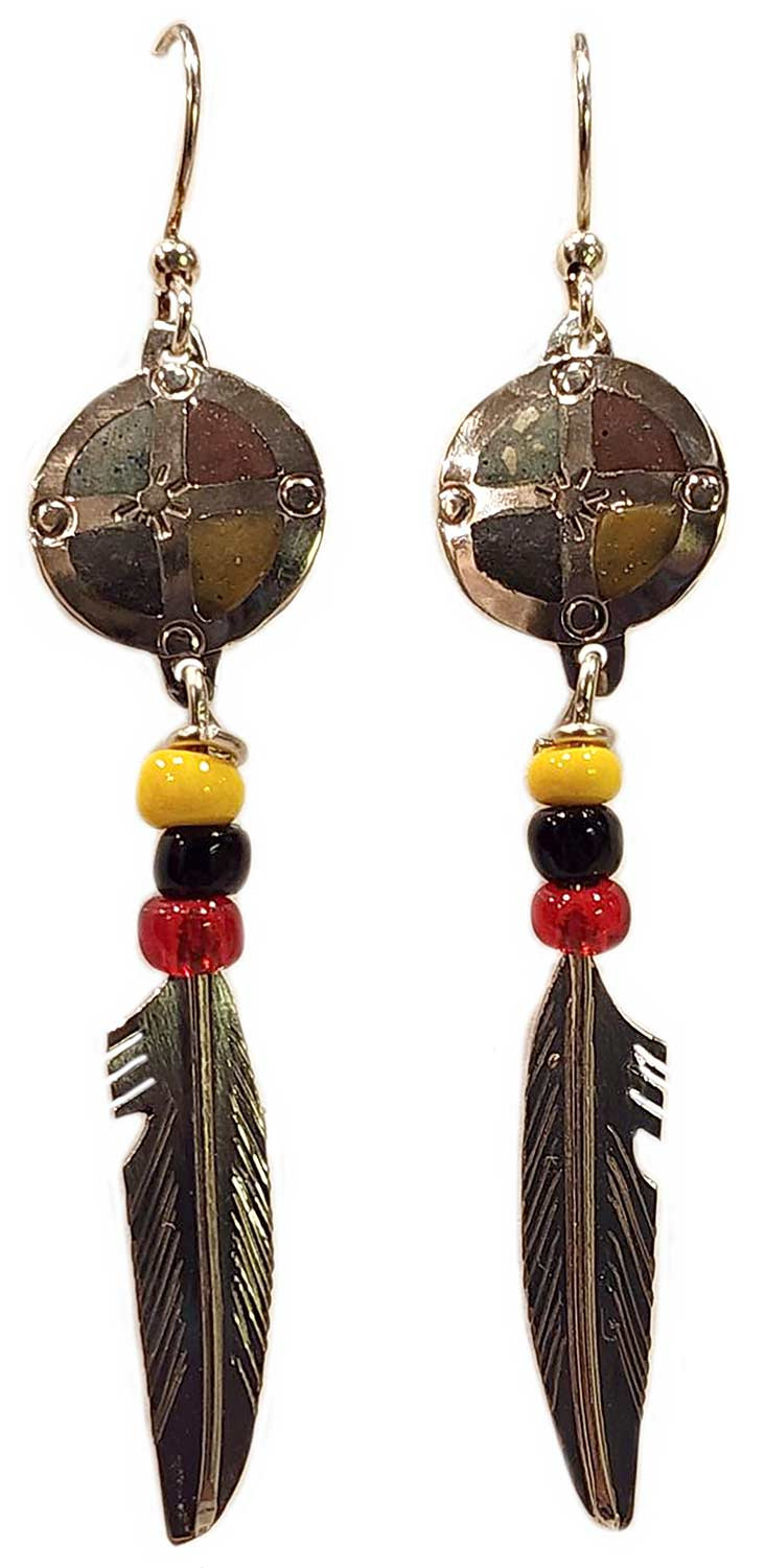 Native American Hand Made Earrings: Mini Silver Medicine Wheels