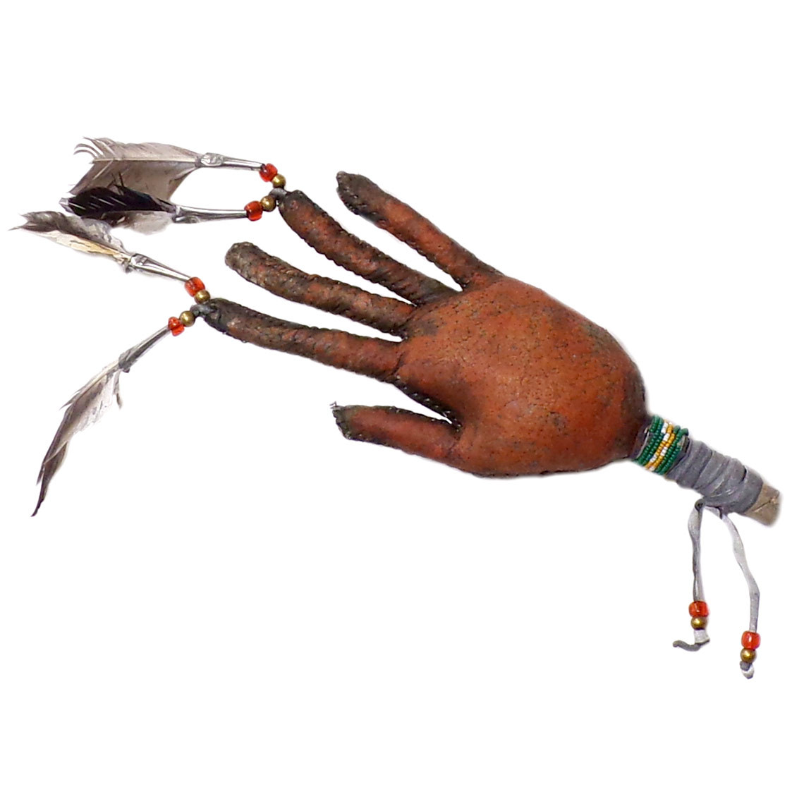 Native American Made Quilled/Painted Hand Rattle: Buffalo Medicine (#1)