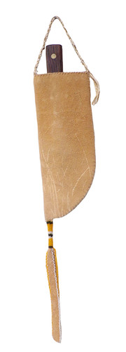 Native American Hand Beaded Knife Sheath w Antique Knife (Pearl) - Back View 