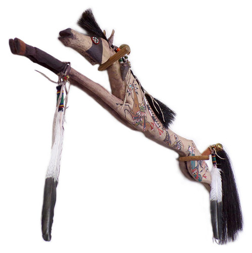 Native American Carved Horse Dance Stick: Hunters and Warriors (3)