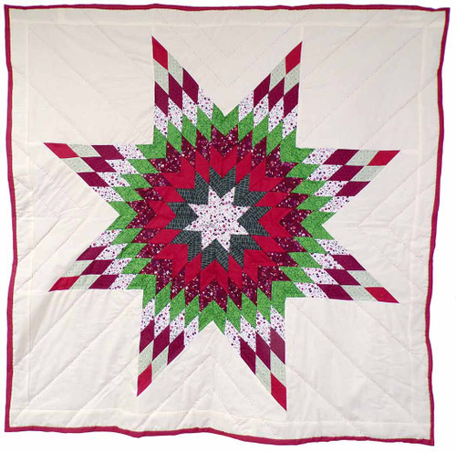 Native American Made Baby Size Star Quilt: Winter Fir (49 x 50 inches)