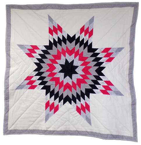 Native American Made Baby Size Star Quilt: Train Depot (49 x 49 inches)