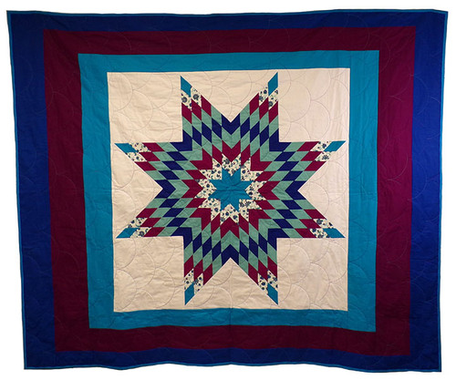 Native American Full Size Star Quilt: River Blossoms (70 x 84.5 inches)