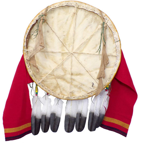 Native American Hand Painted Shield: Vietnam Honoring - Back View, Artist Signature 