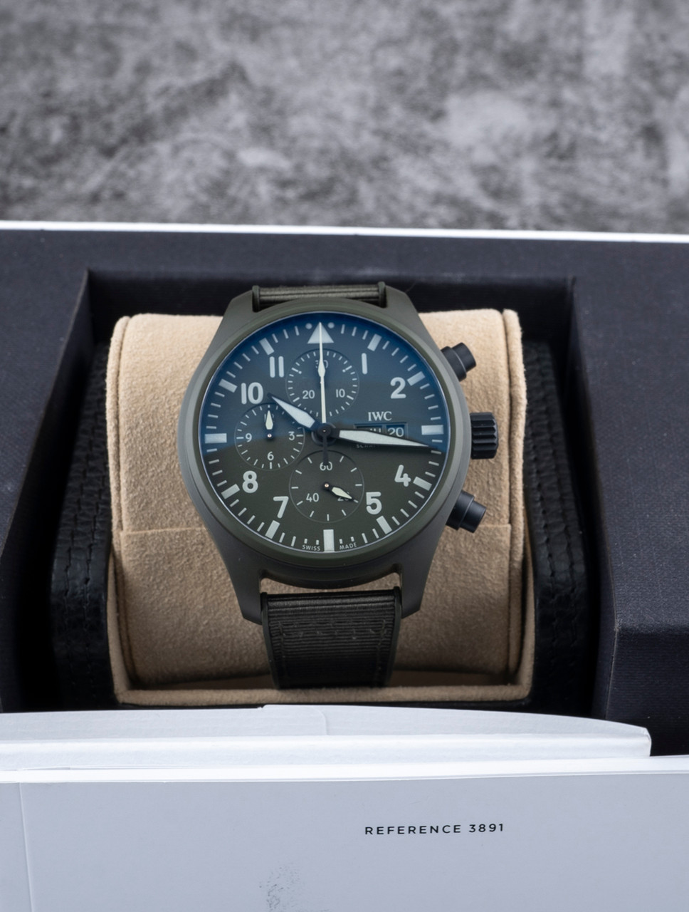 SecondTime IWC IWC Pilot Chronograph Top Gun 44mm Woodland Green Ceramic IW389106 100 Complete As New 9800