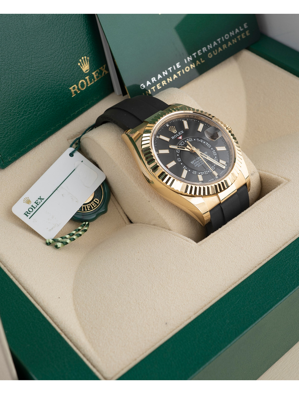 Rolex Sky-Dweller Yellow Gold 42mm Black Dial Oysterflex Ref 326238 Sept 2021