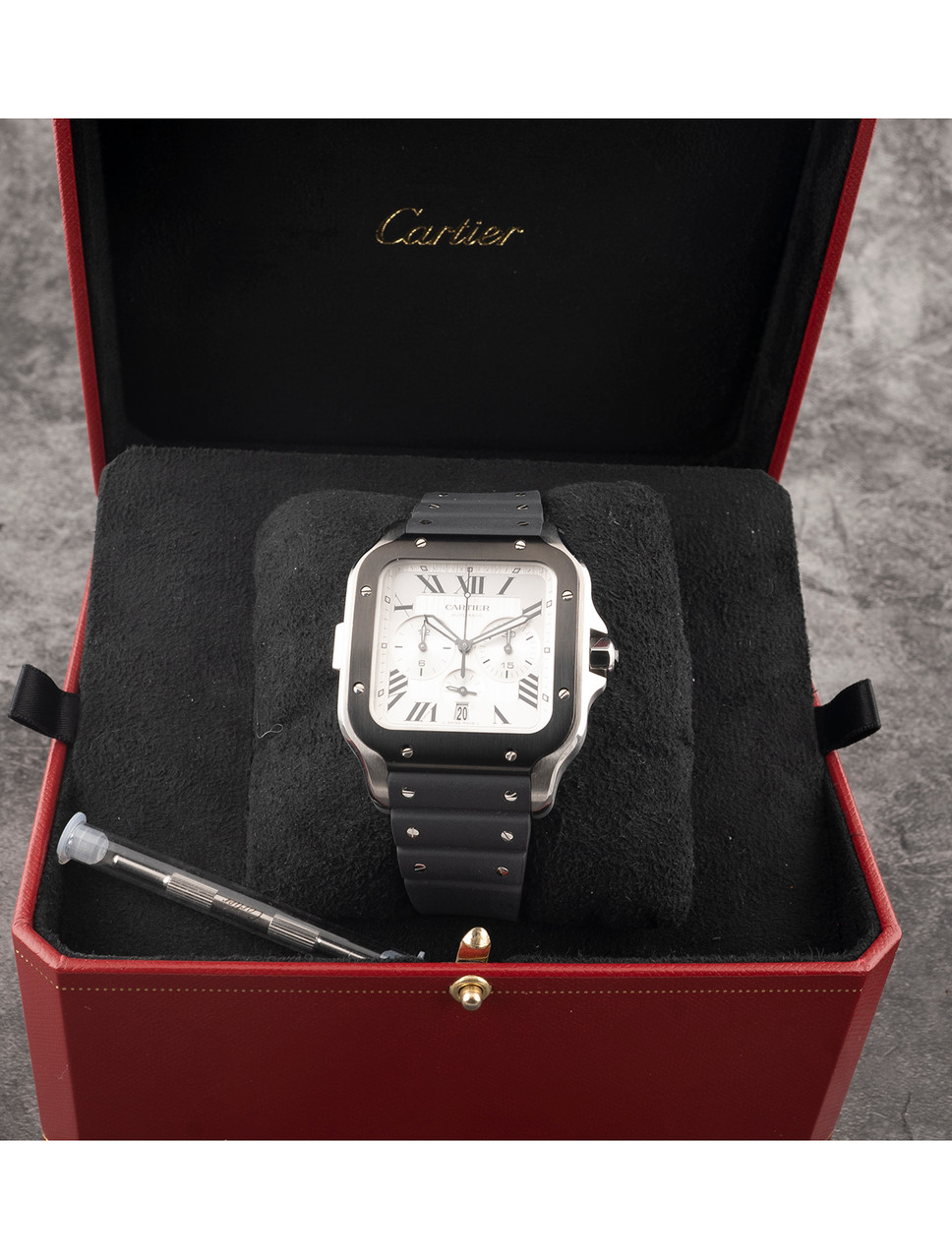 Cartier Santos de Cartier Chronograph Automatic Silver Dial Stainless Steel  WSSA0017 - 100% Complete \u0026 Cartier Warranty Expires 2029