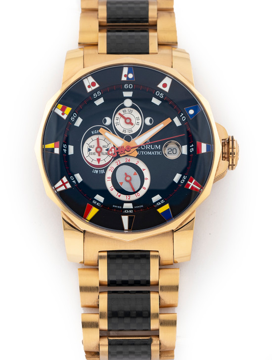 Corum Admirals Cup 'Tides' Watch 977.631.55 44mm 18k Rose Gold w Carbon Fiber Accents - Special Edition 500 Pieces