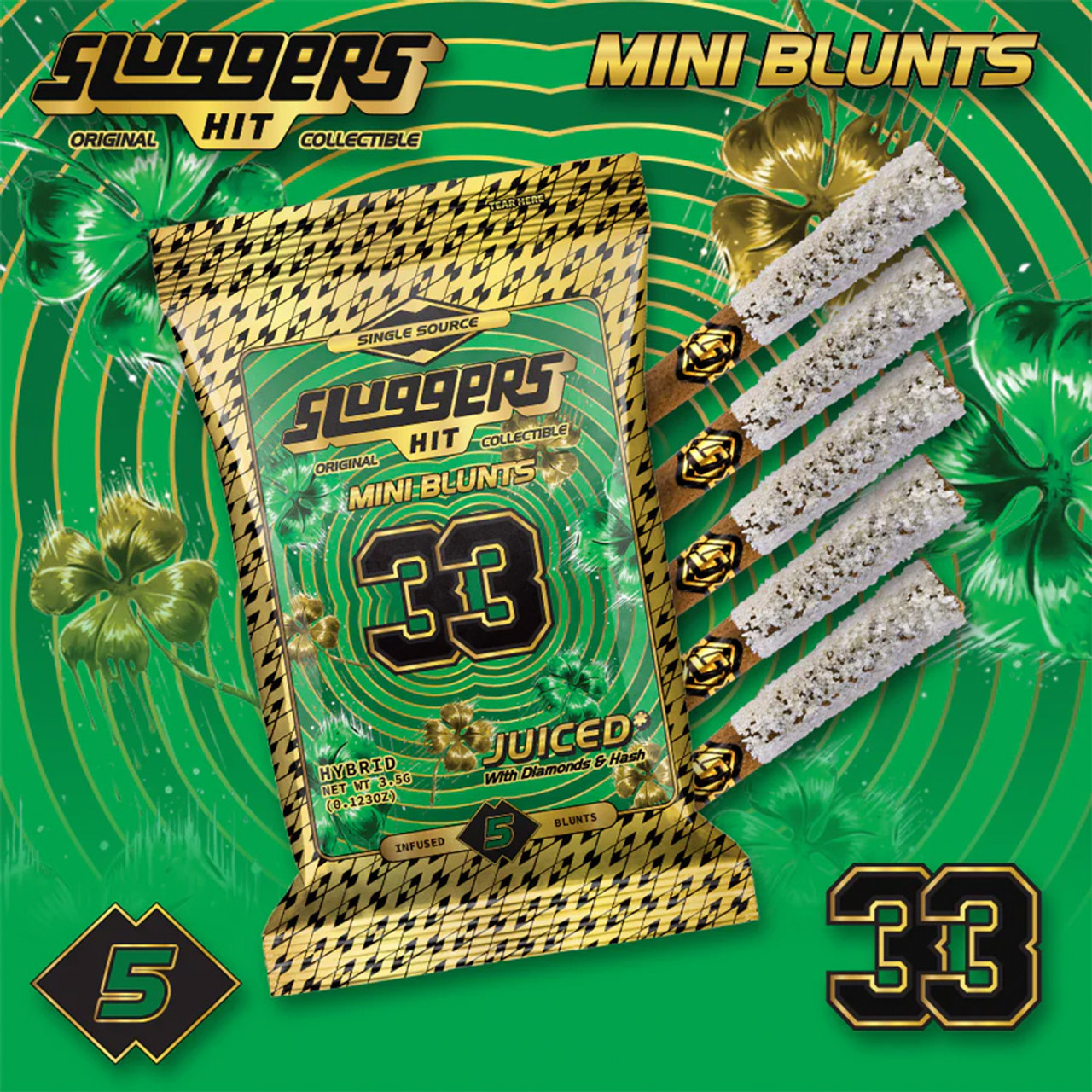 Sluggers Hit Original Collectible THCA Diamonds + HTE Infused Mini Blunt Pre-Rolls
