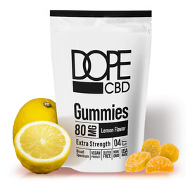 DOPE CBD 80mg Broad Spectrum CBD Lemon Gummies - 4ct Pouch