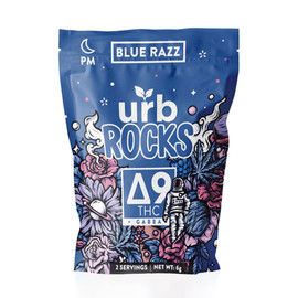 Urb 75MG Delta 9 THC Edible Rocks - Display of 30 - Blue Razz