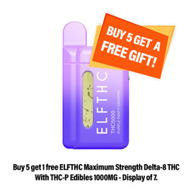 ELFTHC Eldarin Blend D8 + Live Resin 380mAh Rechargeable Vape Disposable 5000MG THC - Display of 5 - Purple Panty Dropper (Hybrid/Sativa)