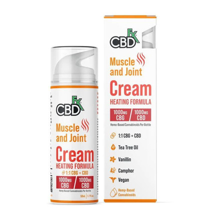 CBDfx 1000MG CBG + 1000 CBD Broad Spectrum Muscle and Joint Cream Heating Formula 50ML - 1.7 fl. oz.