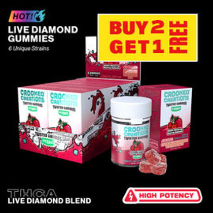 Crooked Creations by EXTRAX Delta-8 THC + THCP + THCH + Delta-10 THC + 9-HXY-THC + 10-HXY-THC + THCA Twisted Gummies 3500MG Deal