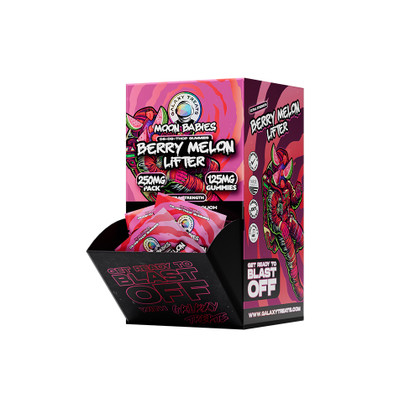 Galaxy Treats Moon Babies Delta 9 + D8 + THCP Extra Strength Gummies 250MG - Pack of 2 - Display of 50 Packs - Berry Melon Lifter