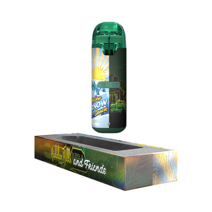 Hidden Hills Club x Friends Dual Flavor Bar Delta THC-A + THC-P + THC-M 2 x 1ML Tanks Disposable Device 2G - Display of 5 - LA Traffic - Yellow Znow Conez (Indica) + Green Zlushie (Sativa)