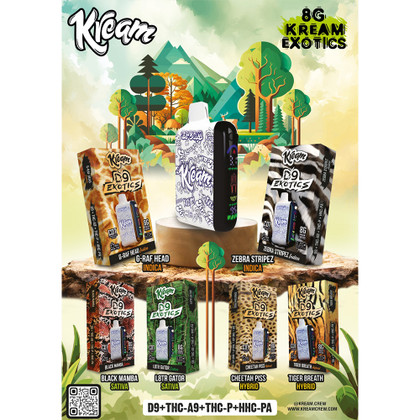 Kream Exotics Delta 9 + THC-A9 + THC-P + HHC-PA Disposable Device With LED Screen 8G - Display of 5