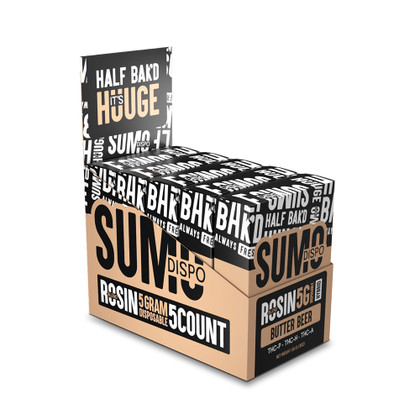 Half Bak'd Sumo Rosin Blend Delta THC-P + THC-H + THC-A Disposable Device 5G With LED Screen - Display of 5 - Butter Beer (Hybrid)
